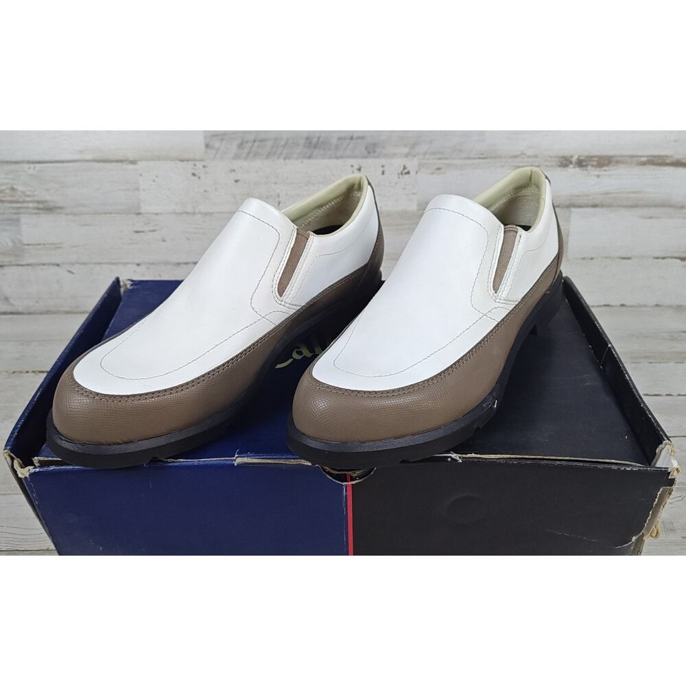 CALLAWAY Golf CG Sport Comfort Slip-On W205-15 Wmns Shoes Sz 8.5 White And Taupe